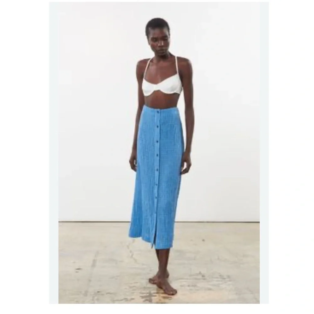 NWT - XS - MARA HOFFMAN - ARIA skirt blue cotton holiday beach cover up cruise - Picture 1 of 5